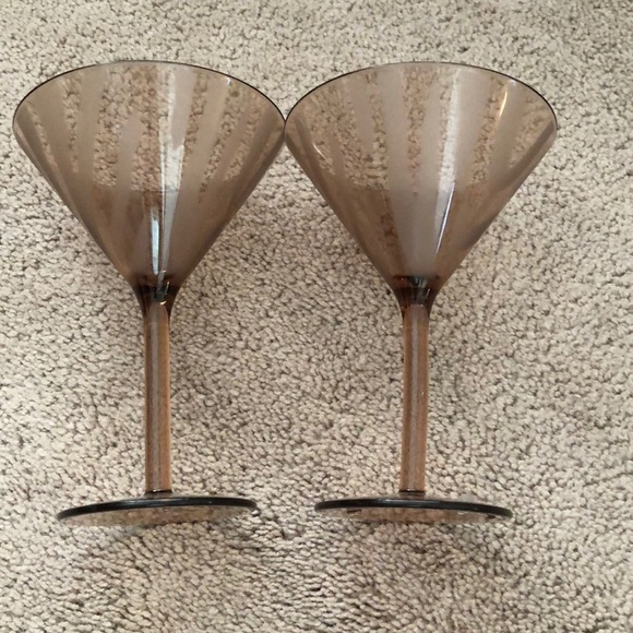 Set of 2 Brown Zebra Print Plastic Martini Glasses - Picture 1 of 3